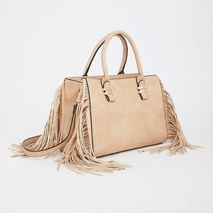 Torrid tan faux leather fringe satchel